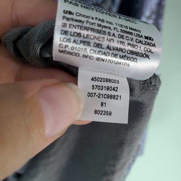 Chico's Womens Touch of Cool Foil Houndstooth Layering Tee Size Large 2 Stretch - Picture 6 of 6